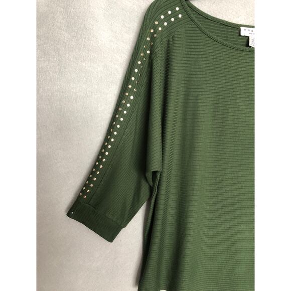 Rio & Rian Dolman 3/4 Sleeve Top Women's XL Boat Neck Dark Forest NEW - Picture 3 of 8